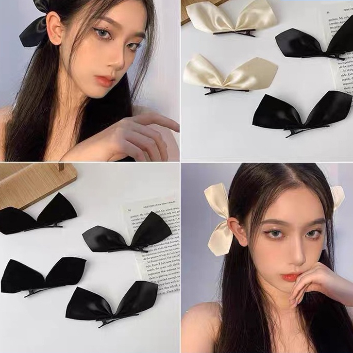 กิ๊บติดผมโบว์ สไตล์เกาหลี เรียบง่าย แฟชั่นสำหรับผู้หญิง 1คู่ Hair Bow Clip ร้านไทย