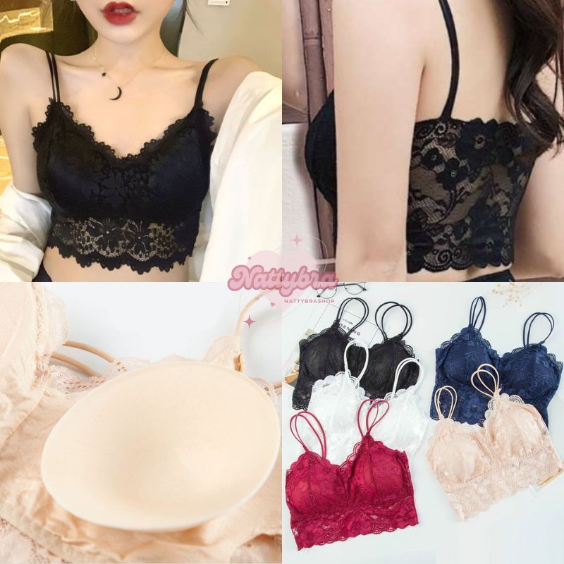 ลด30% โค้ดINC283ZN Nattybra บราลูกไม้ สวย เก๋ สาย 2 เส้น ชุดชั้นใน ไร้โครง ไร้ขอบ แบบสวม ผู้หญิง 32-36