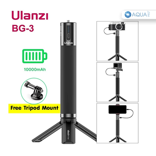 Ulanzi BG-3 10000mAh Power Bank Selfie Stick Hand grip Free Tripod Mount By Aquapro