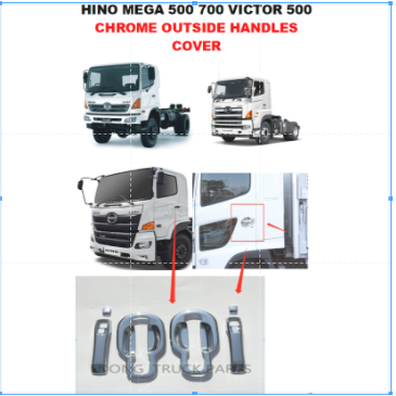 ชุดฝาครอบมือเปิดประตู โครเมียม 6ชิ้น/ชุด ซ้าย&ขวา HINOฮีโน่ MEGA500 700 VICTOR 500 ของแต่งรถบรรทุก อ