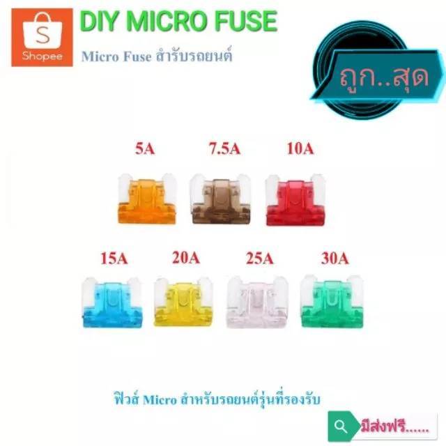 Micro fuse ไมโครฟิวส์ ฟิวส์สำรองสำหรับรถยนต์ที่รองรับ 12V-32V