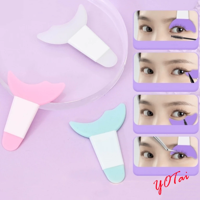 YOTAI แผ่นกั้นอายไลเนอร์ แผ่นกั้นขนตา แผ่นมาสคาร่าคิ้ว ซิลิโคน แต่งตาเครื่องมือเสริม มาสคาร่า แอพพลิเคเตอร์ ใช้ซ้ําได้