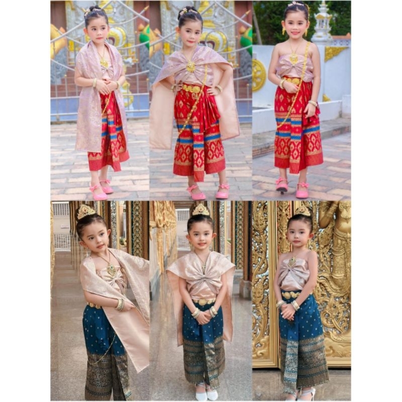 ชุดไทยสไบหน้านางนางนพมาศ ชุดไทยวันลอยกระทง ชุดไทยนางนพมาศเด็ก ชุดสไบหน้านางเด็ก ชุดไทยผ้าถุงหน้านางเด็ก