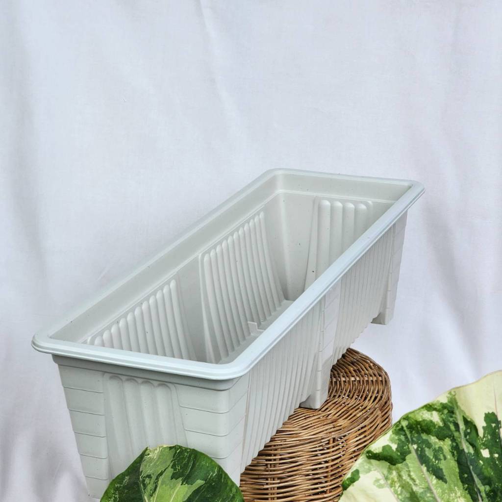 กระถางต้นไม้พลาสติก เลี้ยงปลา กระถางรางยาว ปลูกผัก 35 นิ้ว สีขาว - รูปที่ 2