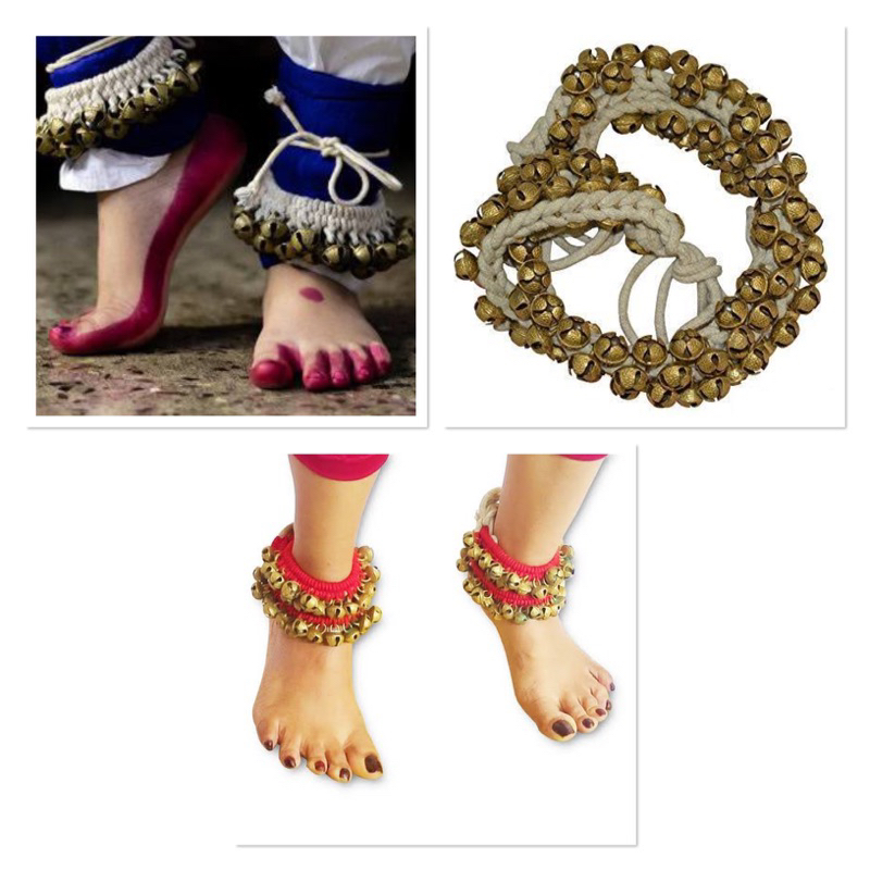 Anklets bells  ังมาถึงพร้อมเชือก 1ชุดมี2ชิ้นจากอินเดีย กำไลข้อเท้ dancing bells anklets ghungroo ghungru payal