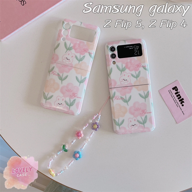 เคสฟลิปลายมินิมอลแสนน่ารัก มาพร้อมสายคล้องมือ for Samsung Galaxy Z Flip 6 Z Flip5 Z Flip4 Z Flip3 [Pre-Order]