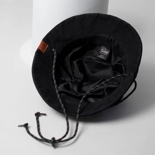 G157 Black หมวกบักเก็ต คอตตอนหนาพิเศษ ฟอกเฟด เบา นุ่ม ใส่สบาย ระบายอากาศได้ดี