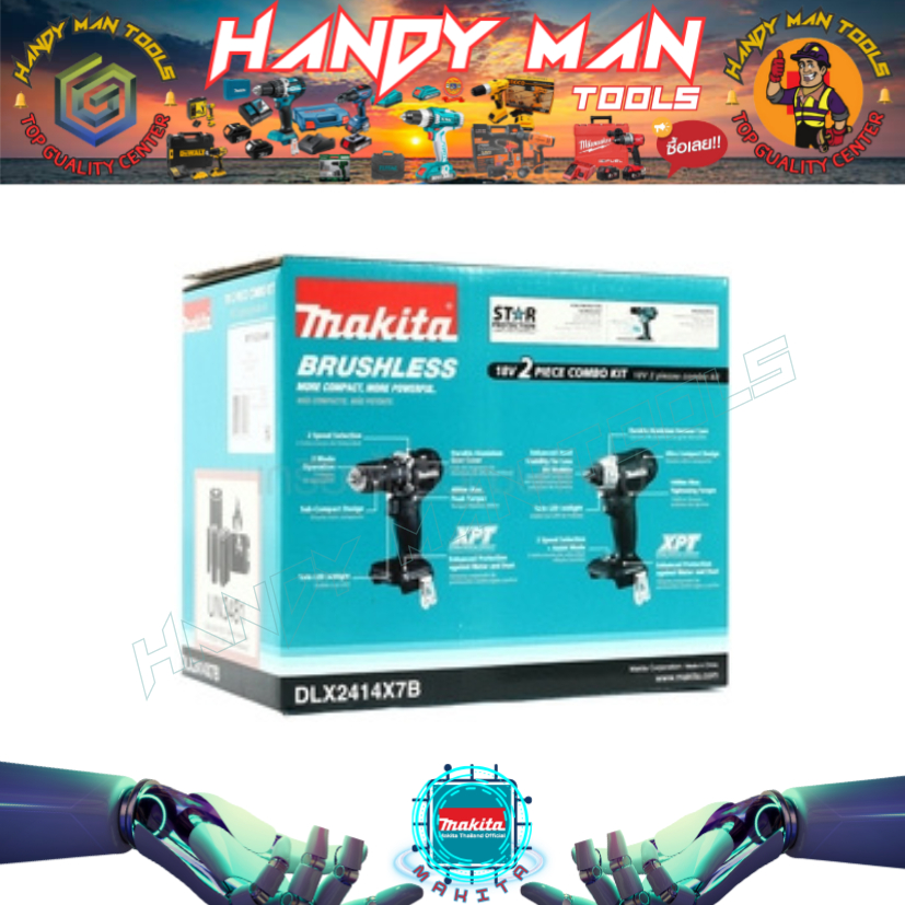 MAKITA รุ่น DLX2414X7B ชุดสว่านกระแทกไร้สาย สีดำ 18V  # ออก..ใบเสร็จ-ใบกำกับภาษี..ได้ครับ