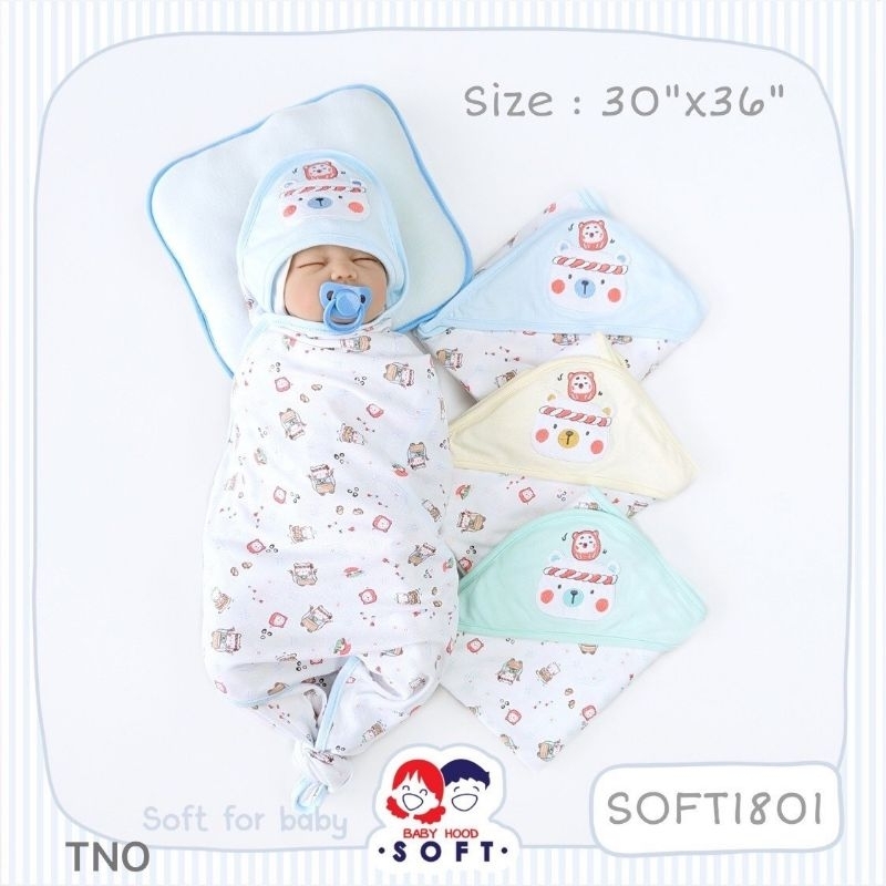 Baby hood ผ้าห่อตัวเด็กแรกเกิดผ้าคอตตอน100% ขนาด 30×30นิ้ว