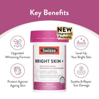 Swisse Bright Skin+ พลัส สูตรใหม่ 2X ผิวใสออร่า EXP06/2027