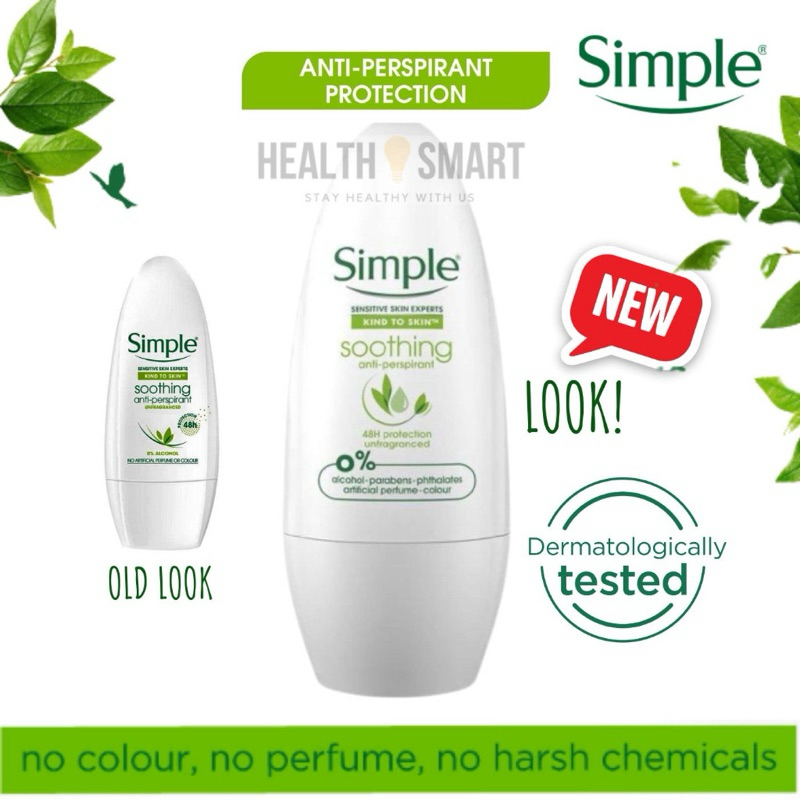 ของแท้นำเข้าโรลออน Simple Roll On Kind to Skin Soothing Anti-Perspirant 45ml exp.2026