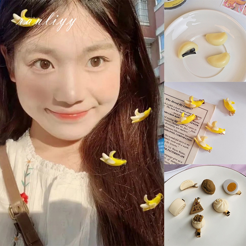 ส่งเร็ว กิ๊บติดผมรูปกล้วยน่ารักรูปอาหารความคิดสร้างสรรค์ปากเป็ดหน้าม้าคลิปด้านข้างเครื่องประดับผมเด็กผู้หญิง-Ranliyy