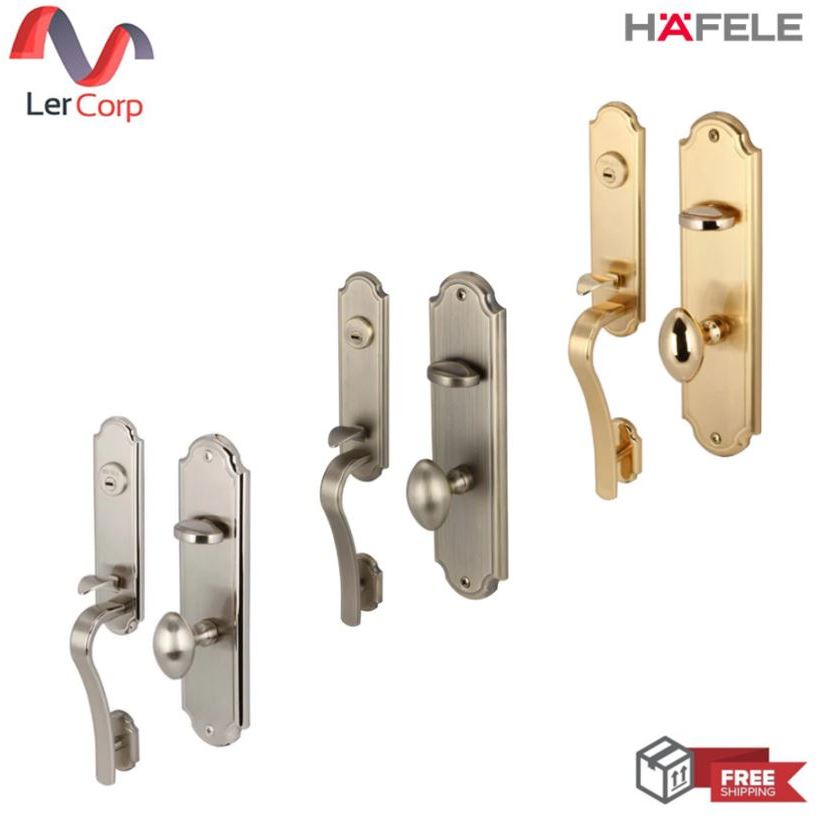 (Hafele) มือจับประตูซิงค์อัลลอยด์ พร้อมระบบมอร์ทิสล็อค รุ่นพรีเมียม (แบบ C) มี 3 สี