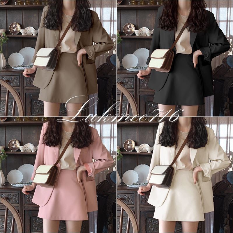 ชุดสูทแบบเซ็ต เสื้อสูท เสื้อสั้น+กระโปรง ผ้าหนา มีน้ำหนัก งานดี ราคาถูก SUIT-04 by lukmee716
