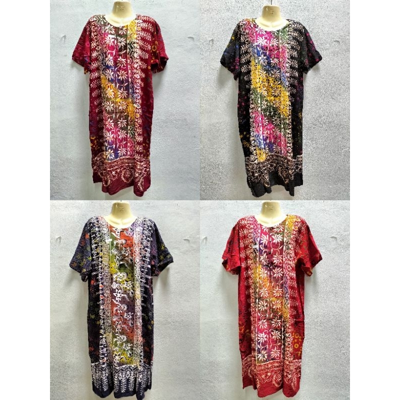 ชุดอินโดแท้ ผ้าบาติกคอกลมมีกระดุม3เม็ดยาวเลยหัวเข่า - รูปที่ 4