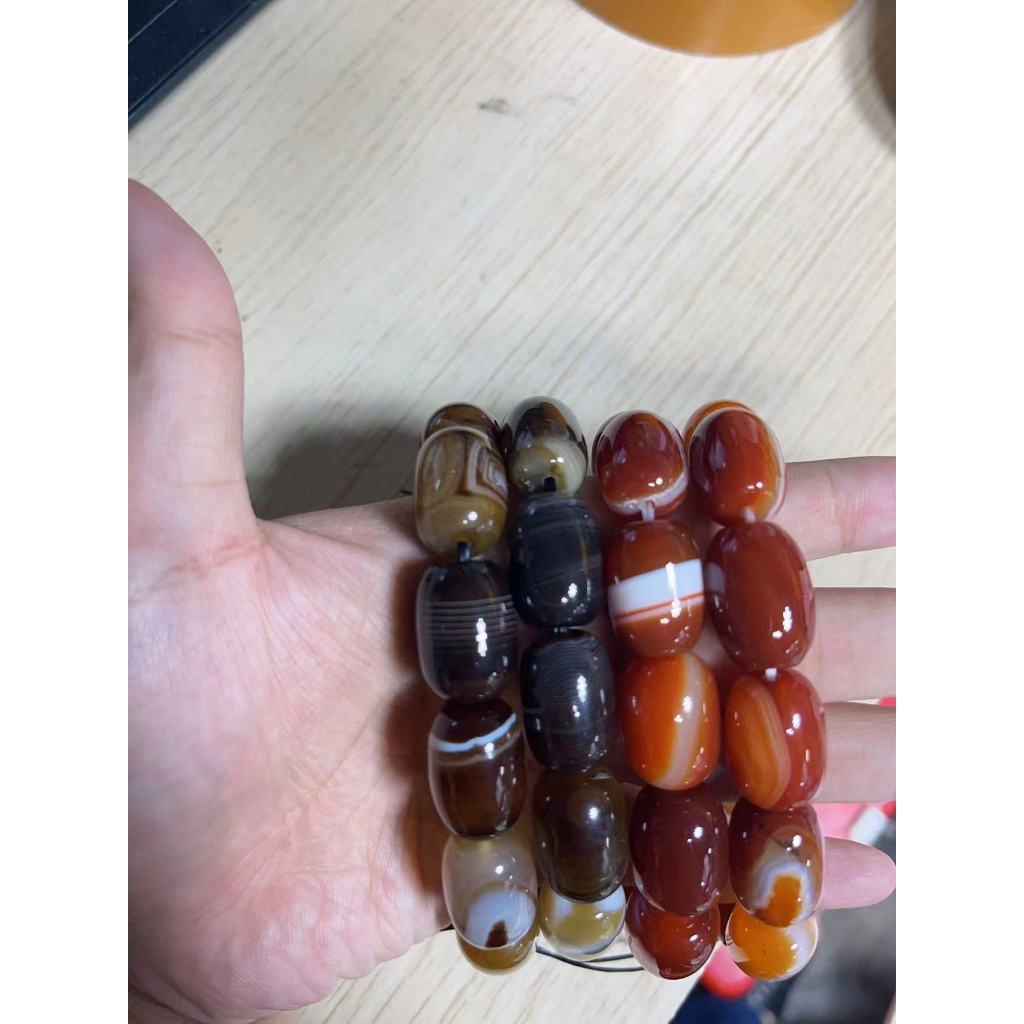 สร้อยข้อมือลูกปัดหินอาเกตลายถังหินธรรมชาติ
