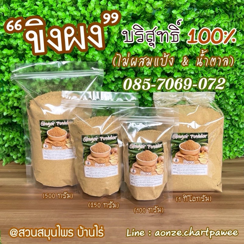 ขิงผง แท้ 100% ไม่มีน้ำตาล Ginger Powder ทำจากขิงอบแห้ง ออร์แกนิค