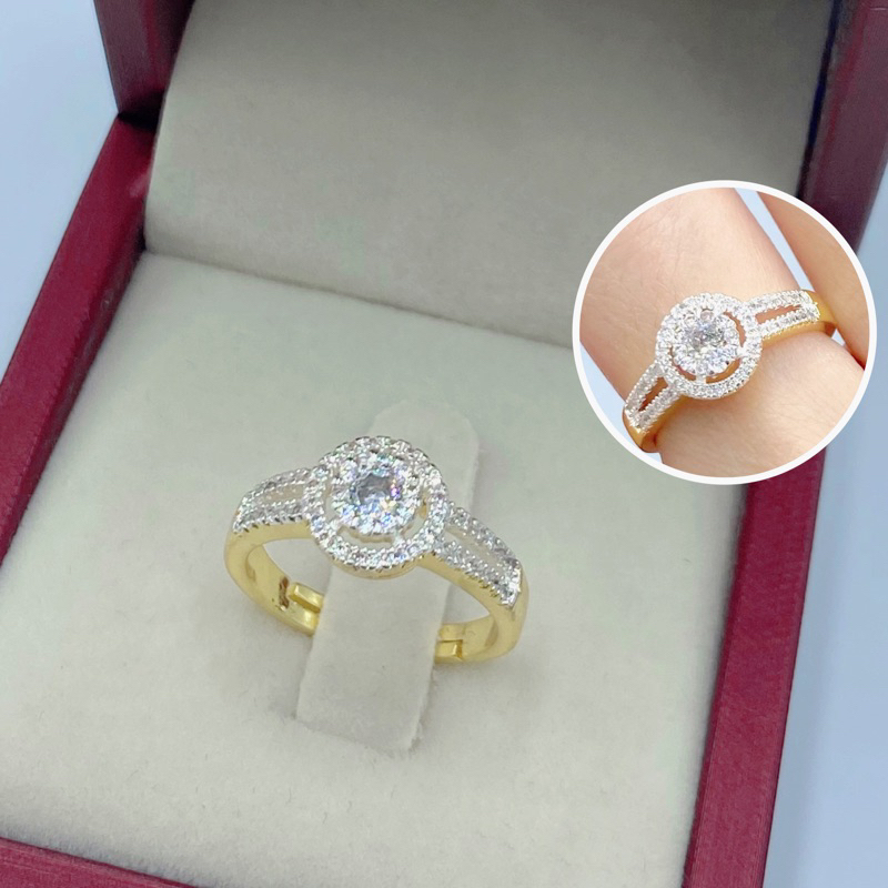 แหวนเพชร รุ่นฟรีไซส์ เครื่องประดับผู้หญิง แหวนทอง ทองโคลนนิ่ง 0441