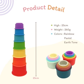 BabyMeal ของเล่นตัวต่อซิลิโคน 7 ชั้น Food Grade Silicone | Silicone Stacking Cup BPA FREE