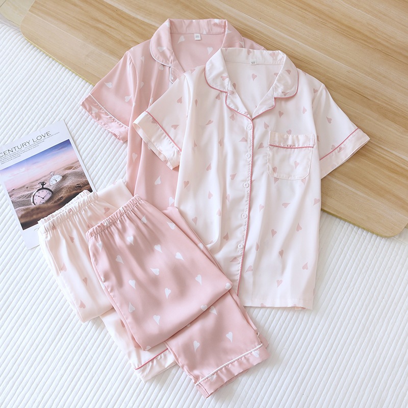 ชุดนอนผ้าซาติน (silk satin) แขนสั้นขาสั้นขายาว แขนยาวขายาว