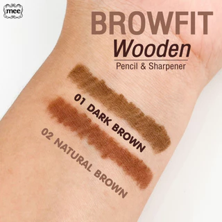 *No.1 ดินสอไม้ กันน้ำมาก MEE BROWFIT WOODEN PENCIL & SHARPENER กบเหลา+แปรงปัดคิ้วเขียนง่ายนุ่มลื่น