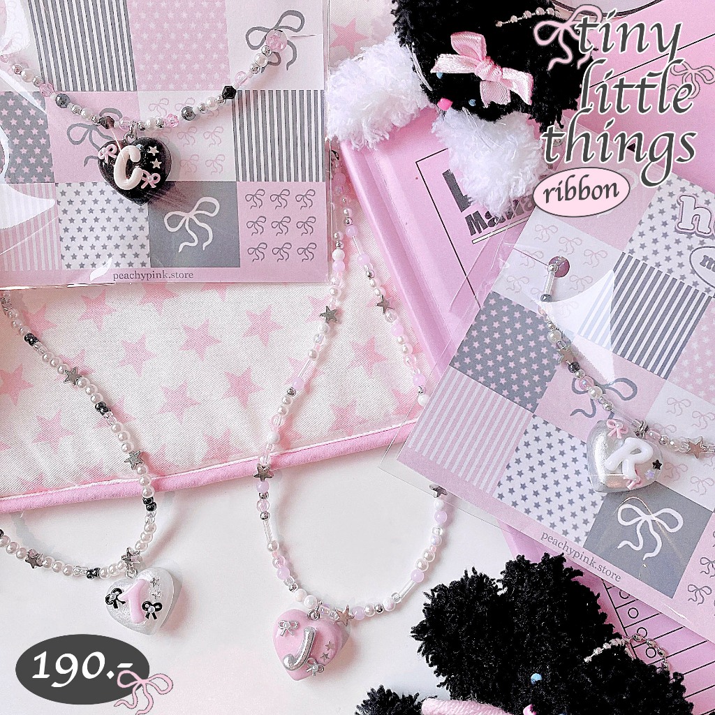 ౨ৎtiny little things (ribbon) clay౨ৎ*เลือกตัวอักษรเองได้*(กำไล พวงกุญแจ สร้อยดินปั้น จี้ดินปั้น)