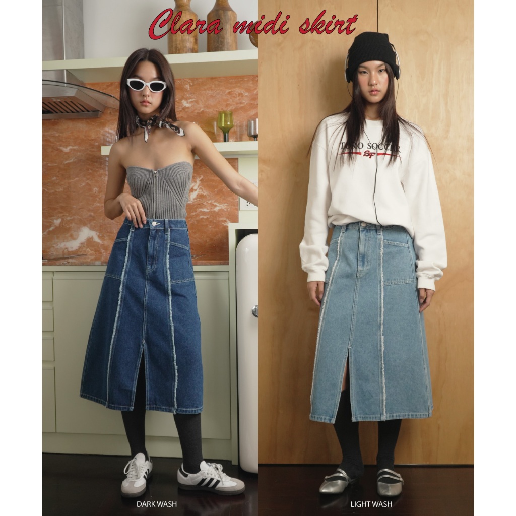 TGDA.CO - กระโปรงยีนส์ Body Girl รุ่น Clara Midi Skirt
