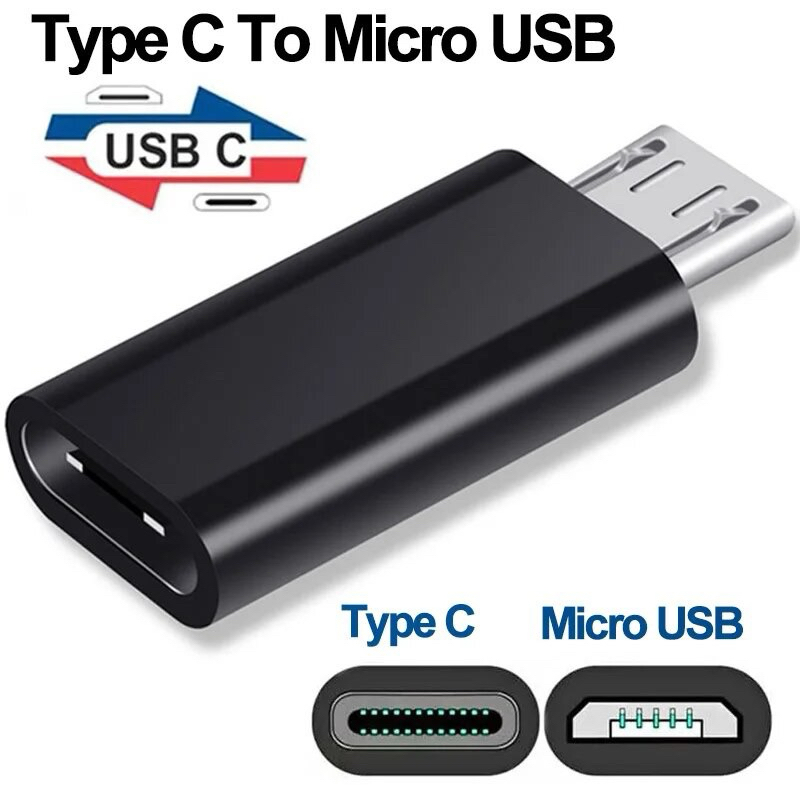 อะแดปเตอร์แปลงชนิด C ตัวเมียเป็น Micro USB ตัวผู้อะแดปเตอร์ตัวแปลงที่ชาร์จไมโคร USB TypeC สำหรับ Android Huawei Xiaomi