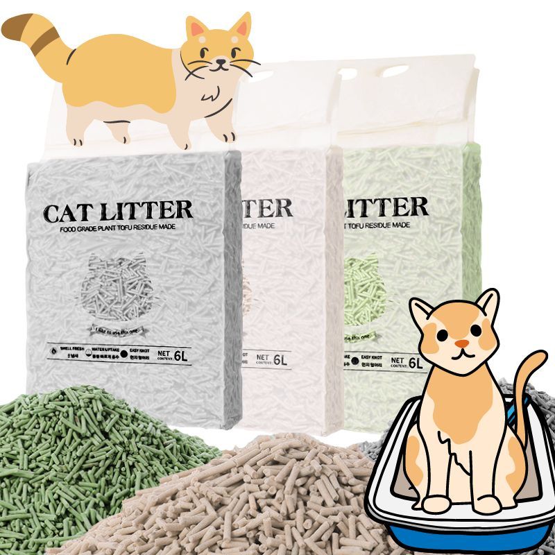 Easyerin✨ทรายเต้าหู้ชาร์โคลผสมภูเขาไฟ เม็ดดับกลิ่น 6 ลิตร สูตรดับกลิ่น ทรายแมว ราคาถูก Tofu mixed bentonite cat litter 6