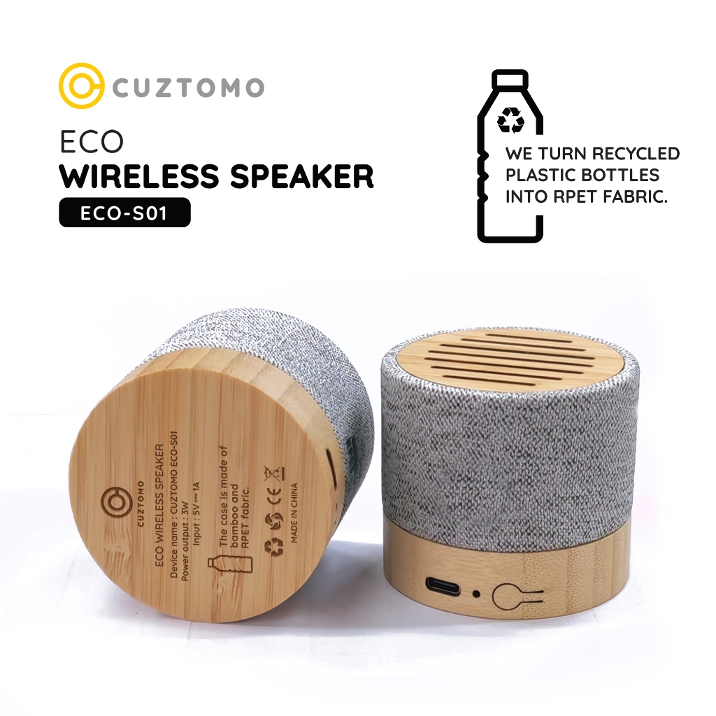 ลำโพงไร้สายรักษ์โลก CUZTOMO - Eco bluetooth speaker ลำโพงพกพา 3W เสียงดี คุ้มค่า ชาร์จ Type C