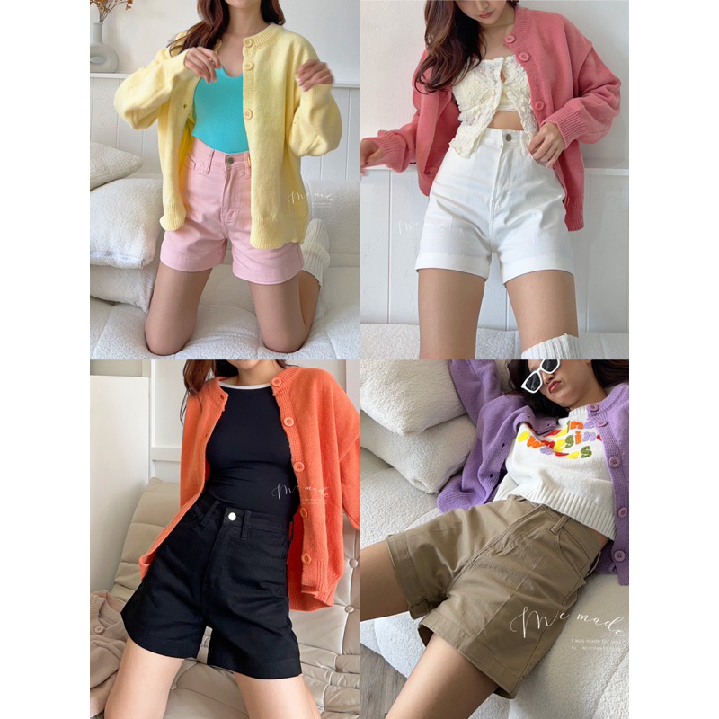 กางเกงยีนส์ขาสั้น สีพาสเทล ขาสั้นทรงเอ Shorts-A