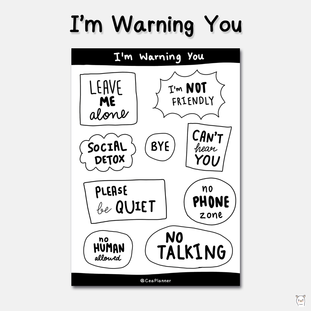 Cea | sticker | I'm Warning You เตือนแล้วนะ สติกเกอร์ไดคัท กันน้ำ A6