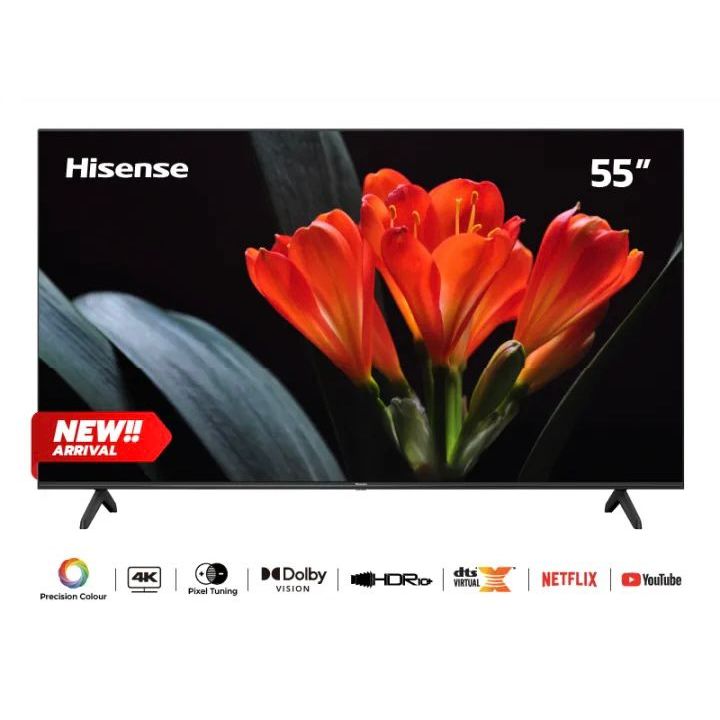 Hisense TV 55 inches 4K model 55E6K Ultra HD Smart TV Voice Control VIDAA U5 2.5G+5G WIFI Build in Netflix &amp; Youtube /DV
