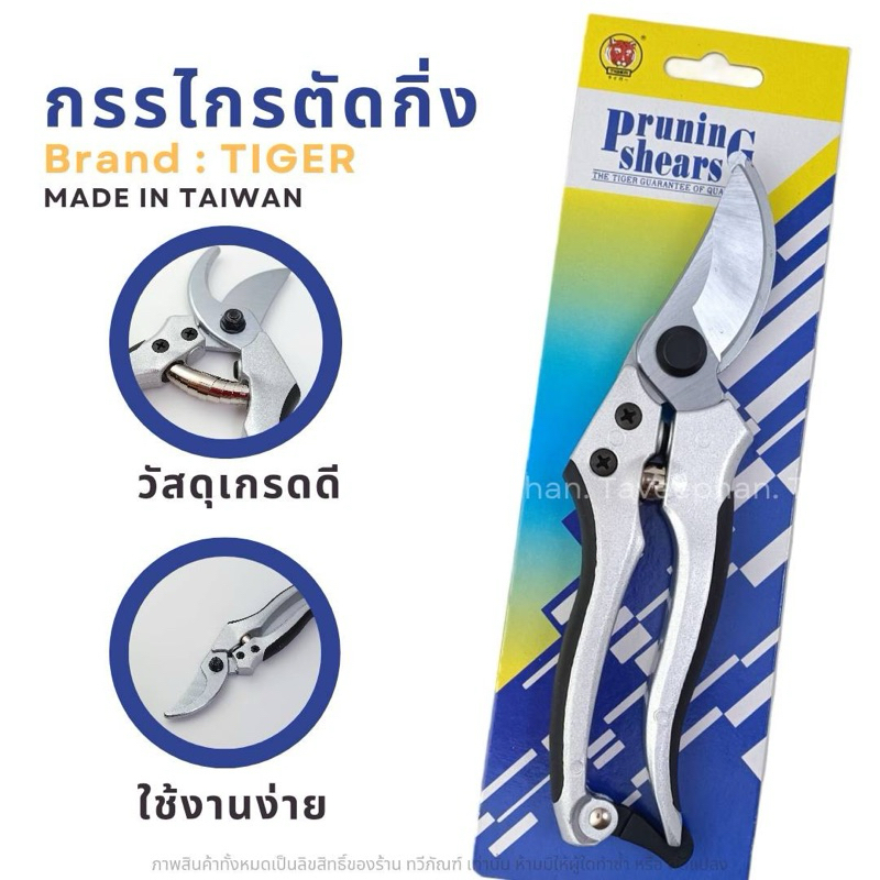 กรรไกรตัดกิ่งใบมีดสแตนเลสแท้ Tiger  🌱Made in Taiwan