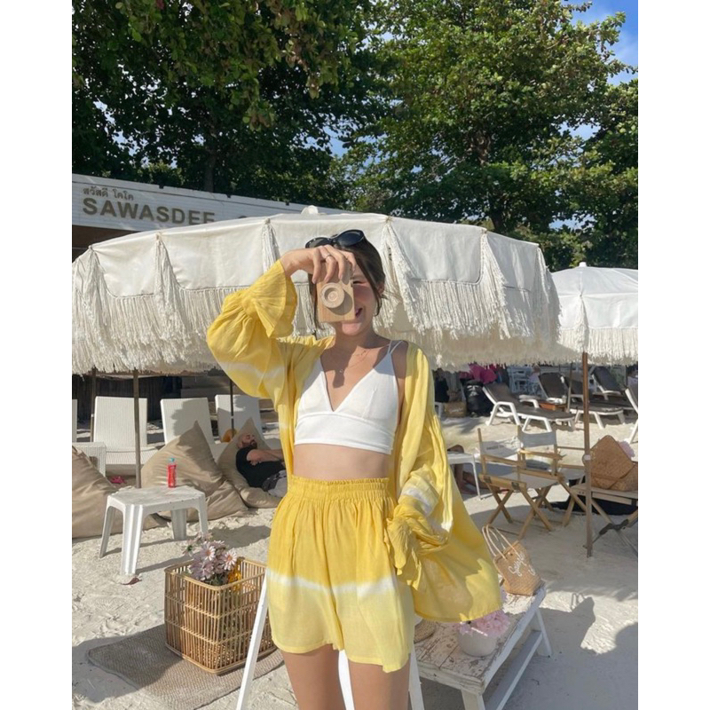 มัดย้อม เซ็ตเสื้อคลุม กางเกงขาสั้น  : Code #TMS1003