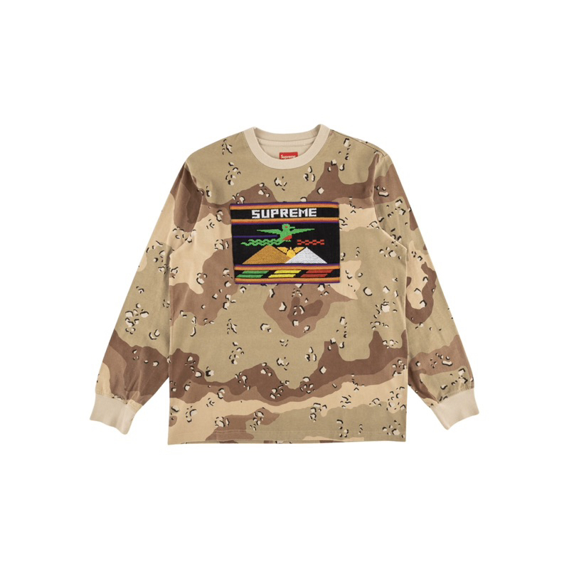 เสื้อSupreme Needle Point Patch Long Sleeve ลาย Chocolate Camo