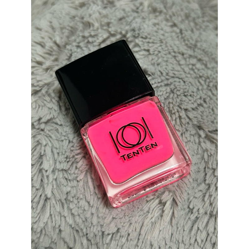 ยาทาเล็บ tenten สีชมพูนีออนสะท้อนแสง ทาง่ายมาก พร้อมส่ง