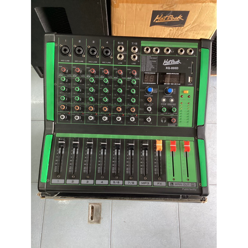 พาวเวอร์MIXER HotRocK XQ-800D เอฟเฟกแท้ USB บูธูท 450W×450W.