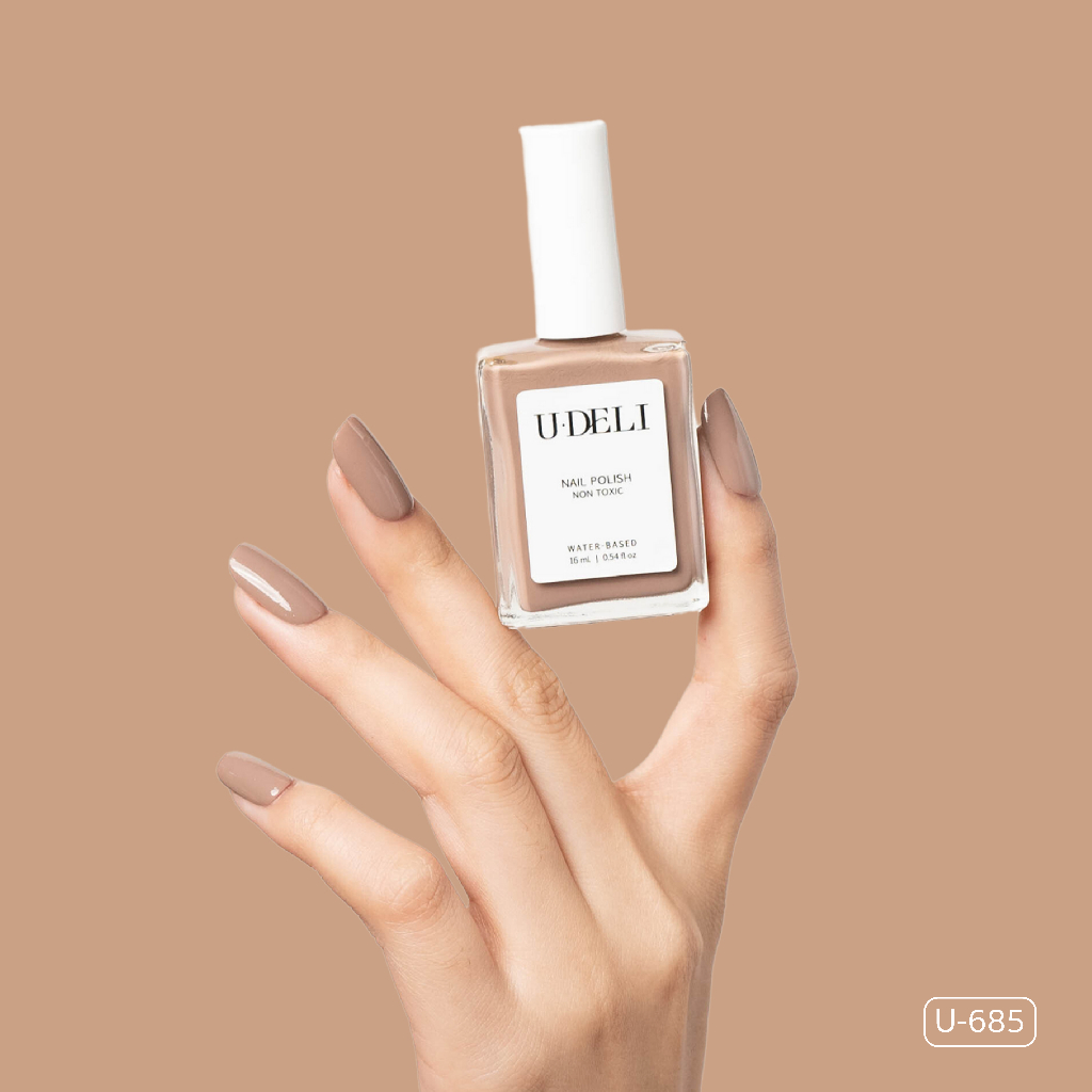 สีทาเล็บกึ่งเจล (ไม่อบ) U-DELI U-685 Earth Tone 16ml เล็บสีนู้ด Nude Vegan Nail-polish ไร้กลิ่นฉุน - รูปที่ 2