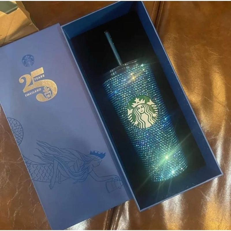 Starbucks รุ่น 25th Anniversary Blue Bling Cold Cup 16oz.