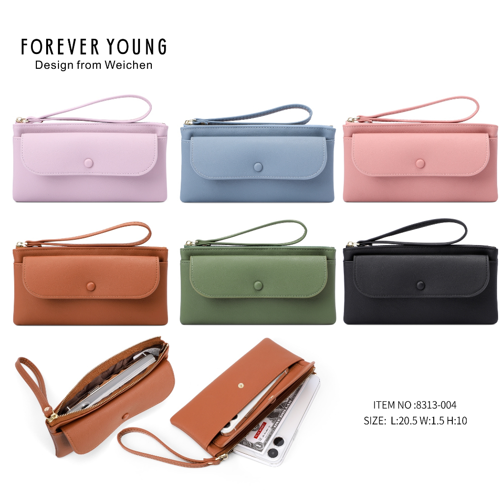 8313-004 กระเป๋าสตางค์หนัง PU Forever Young ใส่โทรศํพได้ แฟชั่นสำหรับผู้หญิง มีคล้องมือ