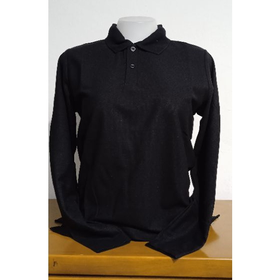 เสื้อโปโลแขนยาว สีดำ ทรงผู้หญิง