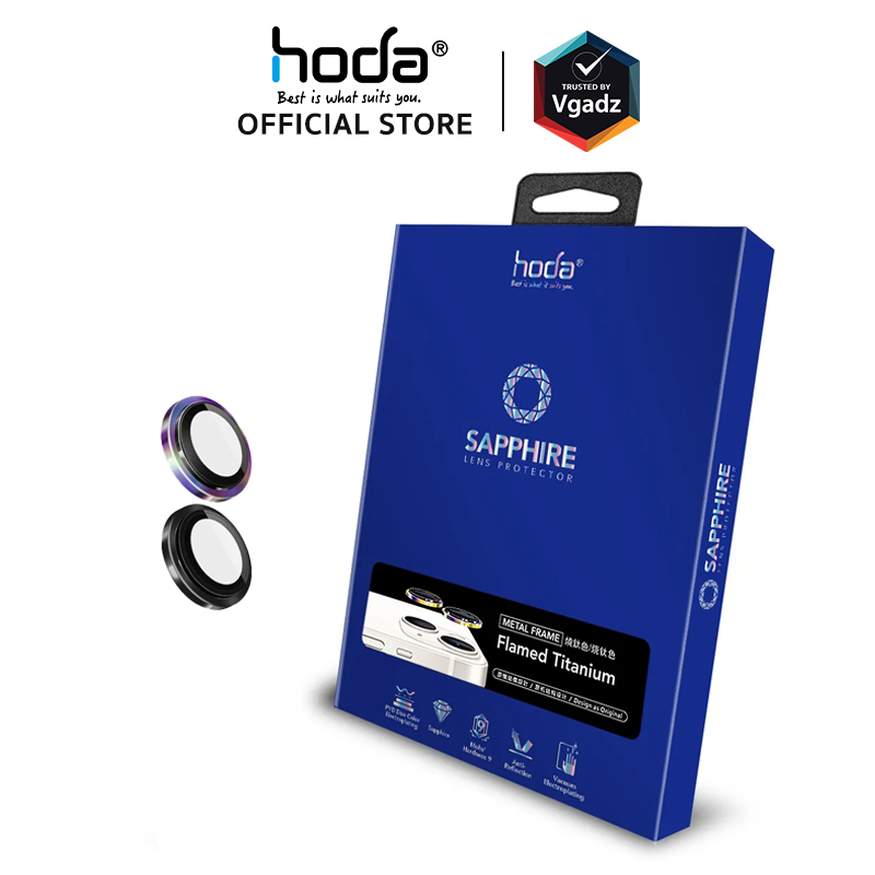 Hoda กระจกเลนส์กล้องสำหรับ iPhone 15 / 15 Plus รุ่น Sapphire Lens Protector ขอบ Titanium