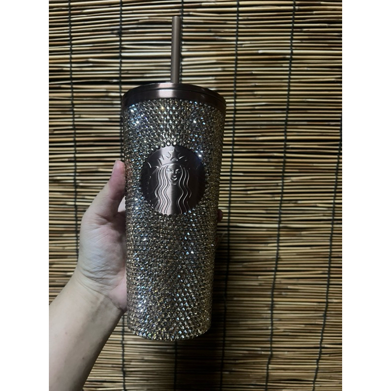 Starbucks Champagne Gold Bling Rhinestones Cold Cup 16oz