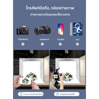 กล่องไฟถ่ายรูป LED ขนาด 40/60/80CM แถม PVC 5 สี แผ่นพื้นหลัง