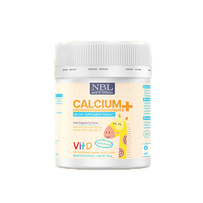 NBL Calcium + VIT D แคลเซียมเหลว ผสมวิตามินดี 3 (180 แคปซูล)