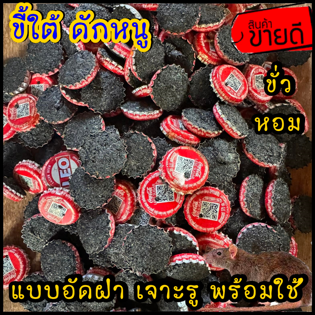 ขี้ใต้ อัดฝา เจาะรู พร้อมใช้ คั่ว หอม 1ถุง10ฝา (ใช้ดักหนูนา เนื้อขี้ใต้อย่างดี ล่อหนูนา)