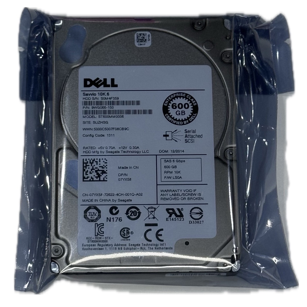 (ส่งฟรี) Harddisk SAS 600GB 10K 6Gbps 2.5" 07YX58 ST600MM0006 สินค้ามือ 2 รับประกัน 1 ปี ส่งฟรี ออกใ