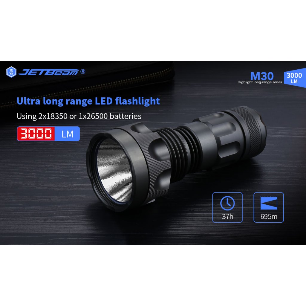 Jetbeam M30 ไฟฉาย LED SST70 3000LM มาพร้อมแบต 18350 สองก้อน  สินค้าตัวแทนในไทยประกันซ่อม 3ปี