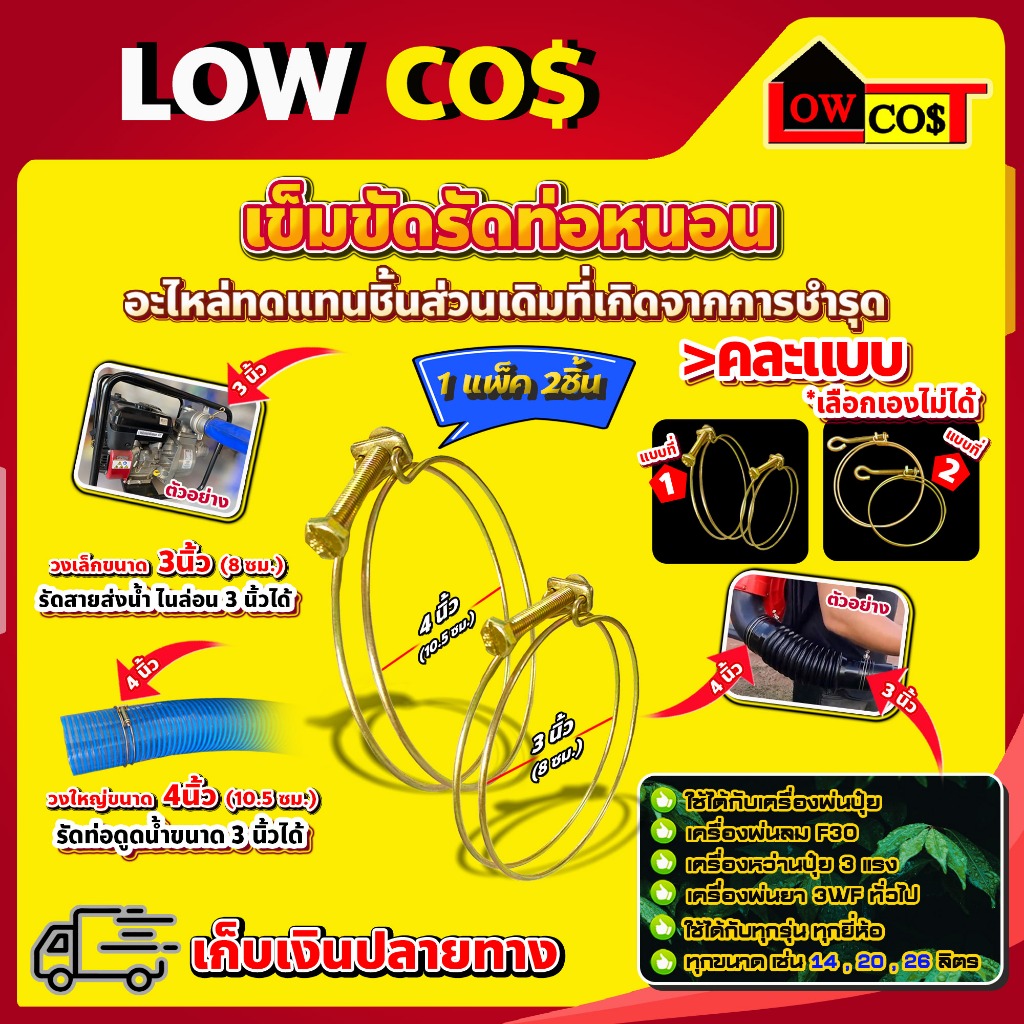 เข็มขัดรัดท่อหนอน แบบ ลวดคู่ อะไหล่เครื่องพ่นลมหว่านปุ๋ย หว่านข้าว F30 เครื่องพ่นปุ๋ย 3 แรง (คละแบบ) เลือกเองไม่ได้